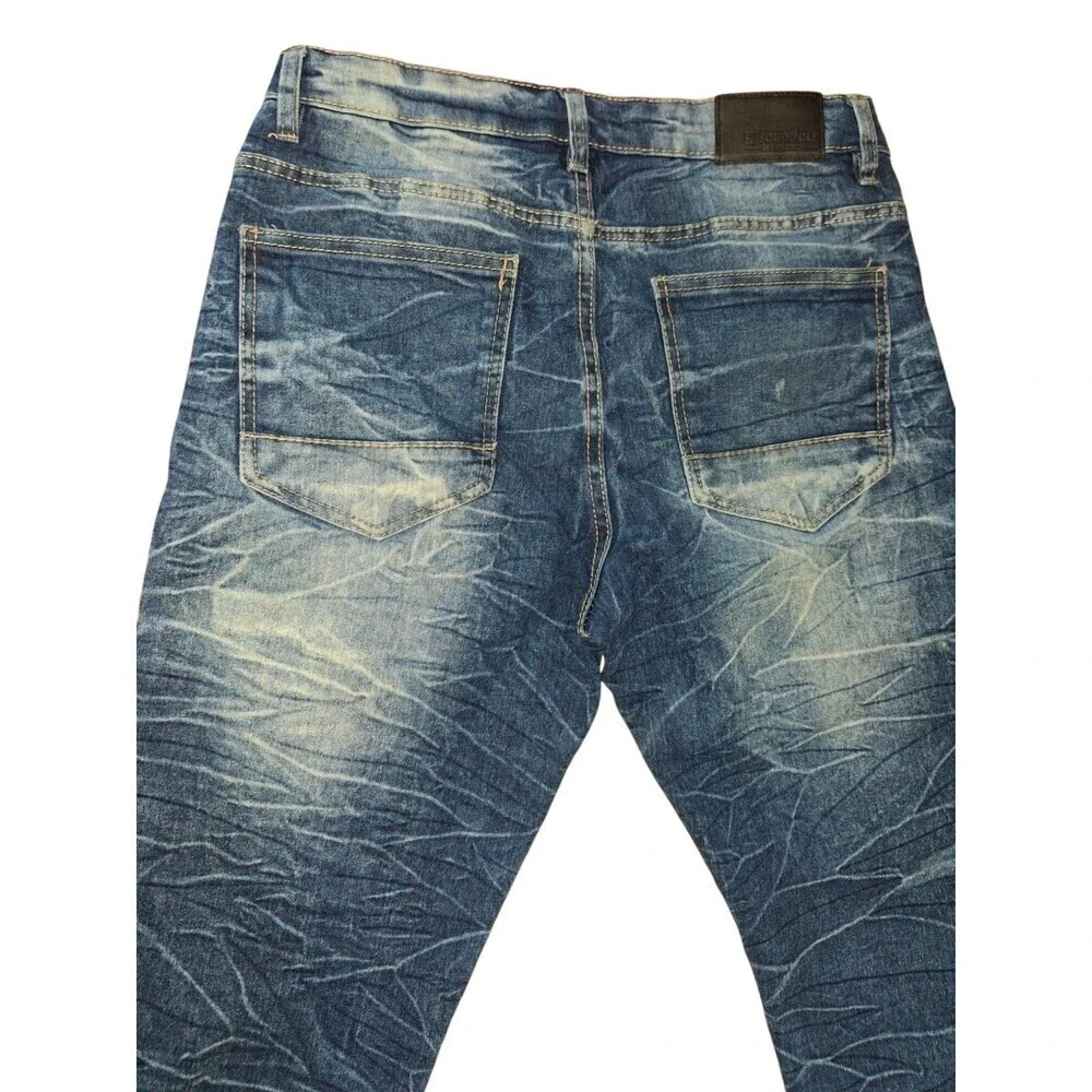 South Pole Skinny Leg Jeans Men's 32X30 Blue Denim 5-Pockets Cotton Distressed